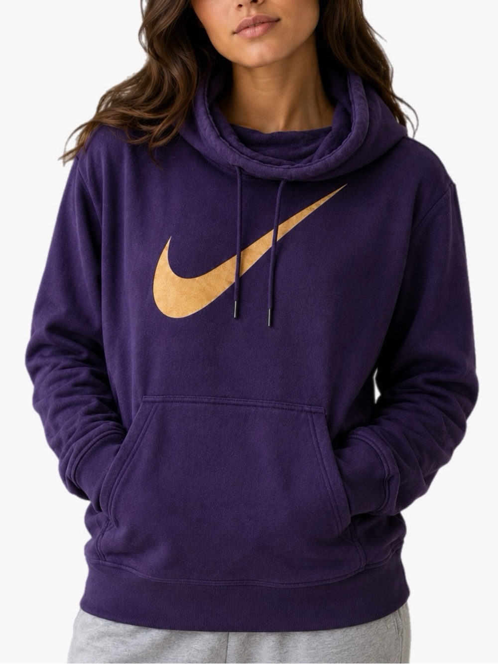 Nike Purple Pullover Hoodie with Gold Swoosh